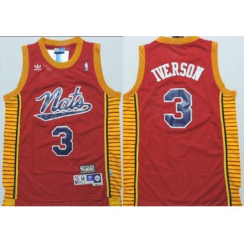 Philadelphia Sixers #3 Allen Iverson Nats Red Swingman Throwback Jersey