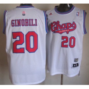 San Antonio Spurs #20 Manu Ginobili ABA Hardwood Classic White Swingman Jersey