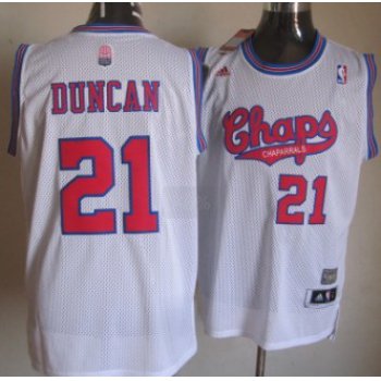 San Antonio Spurs #21 Tim Duncan ABA Hardwood Classic Swingman White Jersey