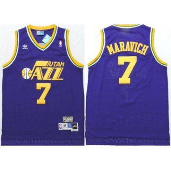 Utah Jazz #7 Pete Maravich Purple Swingman Throwback Jersey