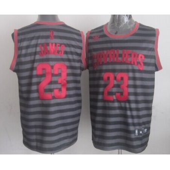 Cleveland Cavaliers #23 LeBron James Gray With Black Pinstripe Jersey