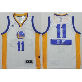 Golden State Warriors #11 Klay Thompson Revolution 30 Swingman 2014 Christmas Day White Jersey