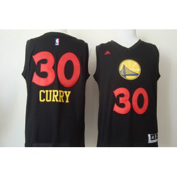 Golden State Warriors #30 Stephen Curry 2015 Black With Red Fashion Jersey