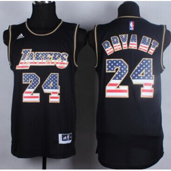 Los Angeles Lakers #24 Kobe Bryant Revolution 30 Swingman 2014 USA Flag Fashion Black Jersey