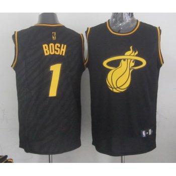 Miami Heat #1 Chris Bosh Revolution 30 Swingman 2014 Black With Gold Jersey