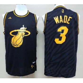 Miami Heat #3 Dwyane Wade Revolution 30 Swingman 2014 Black With Gold Jersey