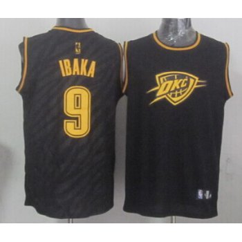 Oklahoma City Thunder #9 Serge Ibaka Revolution 30 Swingman 2014 Black With Gold Jersey