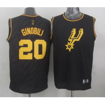 San Antonio Spurs #20 Manu Ginobili Revolution 30 Swingman 2014 Black With Gold Jersey