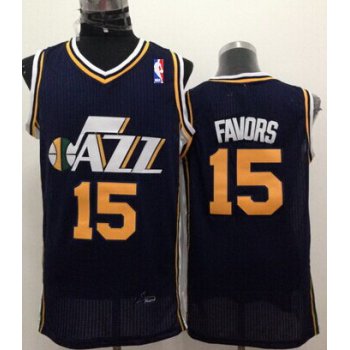 Utah Jazz #15 Derrick Favors Navy Blue Swingman Jersey