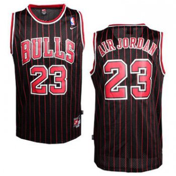 Chicago Bulls #23 Air Jordan Nickname Black Pinstripe Swingman Throwback Jersey