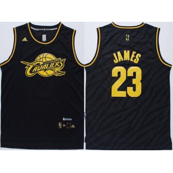 Cleveland Cavaliers #23 LeBron James Revolution 30 Swingman 2014 Black With Gold Jersey