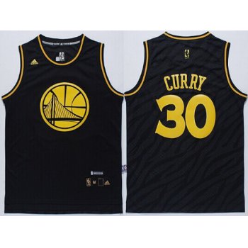 Golden State Warriors #30 Stephen Curry Revolution 30 Swingman 2014 Black With Gold Jersey