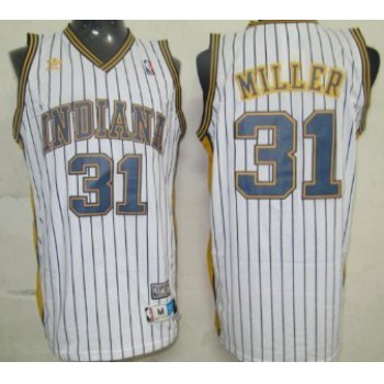 Indiana Pacers #31 Reggie Miller White Pinstripe Swingman Throwback Jersey