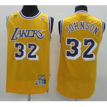 Los Angeles Lakers #32 Magic Johnson Yellow Swingman Throwback Jersey