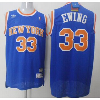 New York Knicks #33 Patrick Ewing Blue Swingman Throwback Jersey