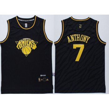 New York Knicks #7 Carmelo Anthony Revolution 30 Swingman 2014 Black With Gold Jersey