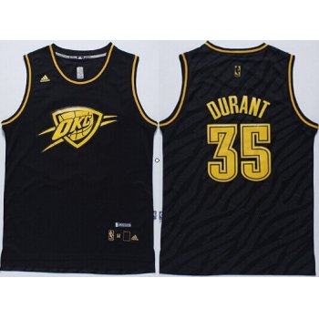 Oklahoma City Thunder #35 Kevin Durant Revolution 30 Swingman 2014 Black With Gold Jersey