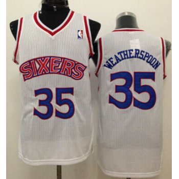 Philadelphia 76ers #35 Clarence Weatherspoon White Swingman Throwback Jersey