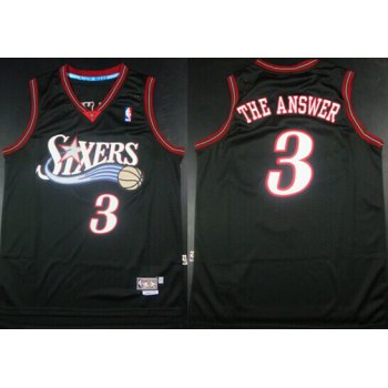 Philadelphia 76ers #3 The Answer Nickname Black Swingman Throwback Jersey