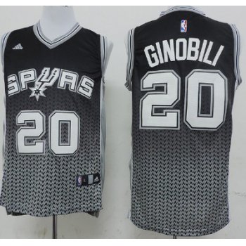 San Antonio Spurs #20 Manu Ginobili Black/White Resonate Fashion Jersey