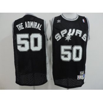 San Antonio Spurs #50 The Admiral Nickname Black Swingman Throwback Jersey