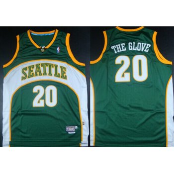 Seattle Supersonics #20 The Glove Nickname Green Swingman Throwback Jersey