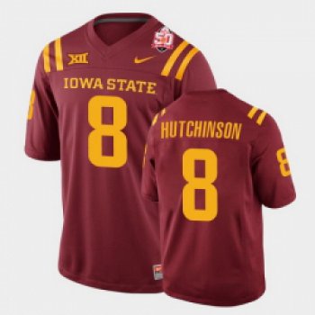 Men Iowa State Cyclones #8 Xavier Hutchinson 2021 Fiesta Bowl Cardinal College Football Jersey