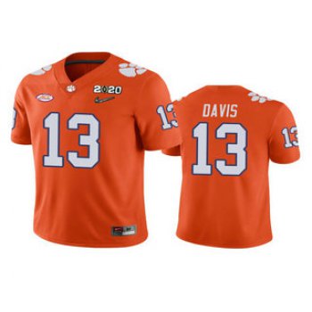 Men's Clemson Tigers #13 Tyler Davis Orange 2020 National Championship Game Jersey