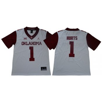 Men's Oklahoma Sooners #1 Jalen Hurts White Jordan Brand Limited New XII Stitched College Jersey