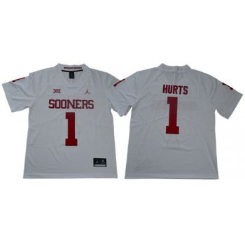 Men's Oklahoma Sooners #1 Jalen Hurts White Jordan Brand Limited Stitched College Jersey