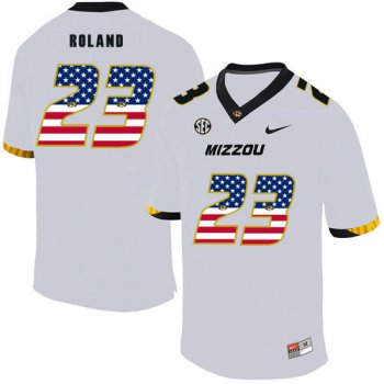 Missouri Tigers 23 Johnny Roland White USA Flag Nike College Football Jersey