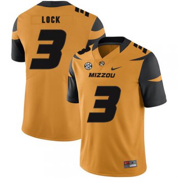 Missouri Tigers 3 Drew Lock Gold Nike College Football Jersey