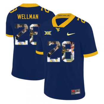 West Virginia Mountaineers 28 Elijah Wellman Navy Fashion College Football Jersey