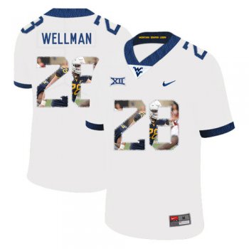 West Virginia Mountaineers 28 Elijah Wellman White Fashion College Football Jersey