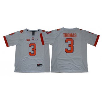 Men's Clemson Tigers #3 Xavier Thomas White Stitched NCAA Nike 2019 New College Football Jersey