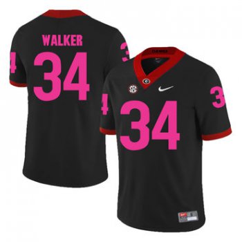 Georgia Bulldogs 34 Herschel Walker Black Breast Cancer Awareness College Football Jersey