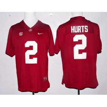 Men's Alabama Crimson Tide #2 Jalen Hurts Red Limited Stitched College Football Nike NCAA Jersey