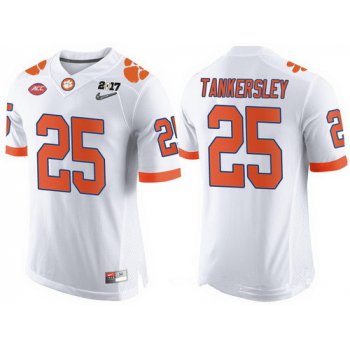 Men's Clemson Tigers #25 Cordrea Tankersley White 2017 Championship Game Patch Stitched CFP Nike Limited Jersey