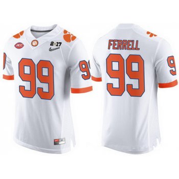 Men's Clemson Tigers #99 Clelin Ferrell White 2017 Championship Game Patch Stitched CFP Nike Limited Jersey