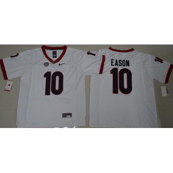 Men's Georgia Bulldogs #10 Jacob Eason White Stitched NCAA Nike College Football Jersey