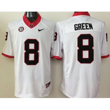 Men's Georgia Bulldogs #8 A. J. Green White Stitched NCAA Nike Limited College Football Jersey