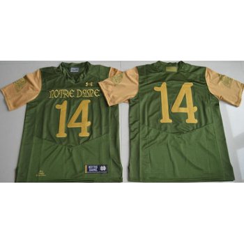 Men's Notre Dame Fighting Irish #14 DeShone Kizer Green Stitched College Football 2016 Shamrock Series Under Armour NCAA Jersey