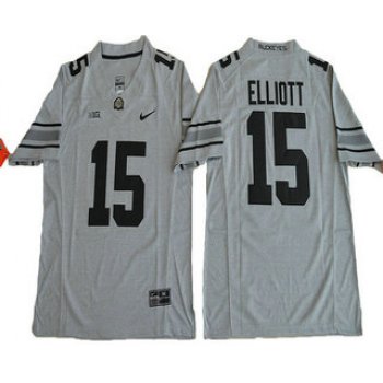 Men's Ohio State Buckeyes #15 Ezekiel Elliott Gridiron Gray II Limited Stitched College Football Nike NCAA Jersey