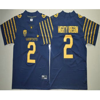 Men's Oregon Ducks Spring Game #2 Mighty Oregon Weebfoot 100th Rose Bowl Game Navy Blue Elite Jersey