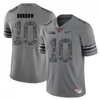 Ohio State Buckeyes 10 Joe Burrow Gray Shadow College Football Jersey