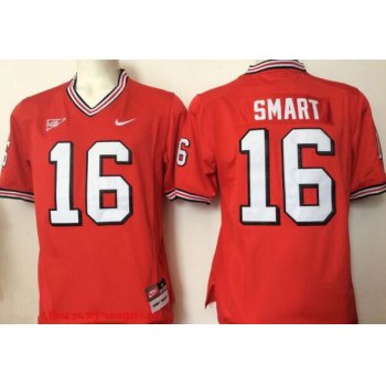 Size XXXXL Men's Georgia Bulldogs Coach #16 Kirby Smart Red Stitched College Football Nike NCAA Jersey