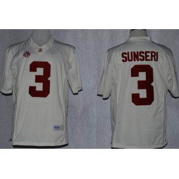 Alabama Crimson Tide #3 Vinnie Sunseri 2014 White Jersey