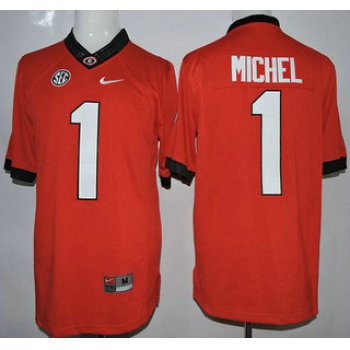 Georgia Bulldogs #1 Sony Michel Red 2015 College Football Nike Limited Jersey