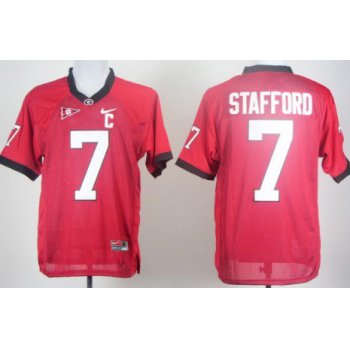 Georgia Bulldogs #7 Matthew Stafford Red C Patch Jersey