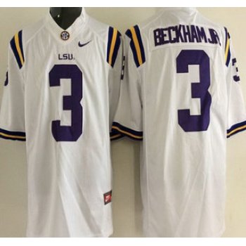 LSU Tigers #3 Odell Beckham Jr. White 2015 College Football Nike Limited Jersey